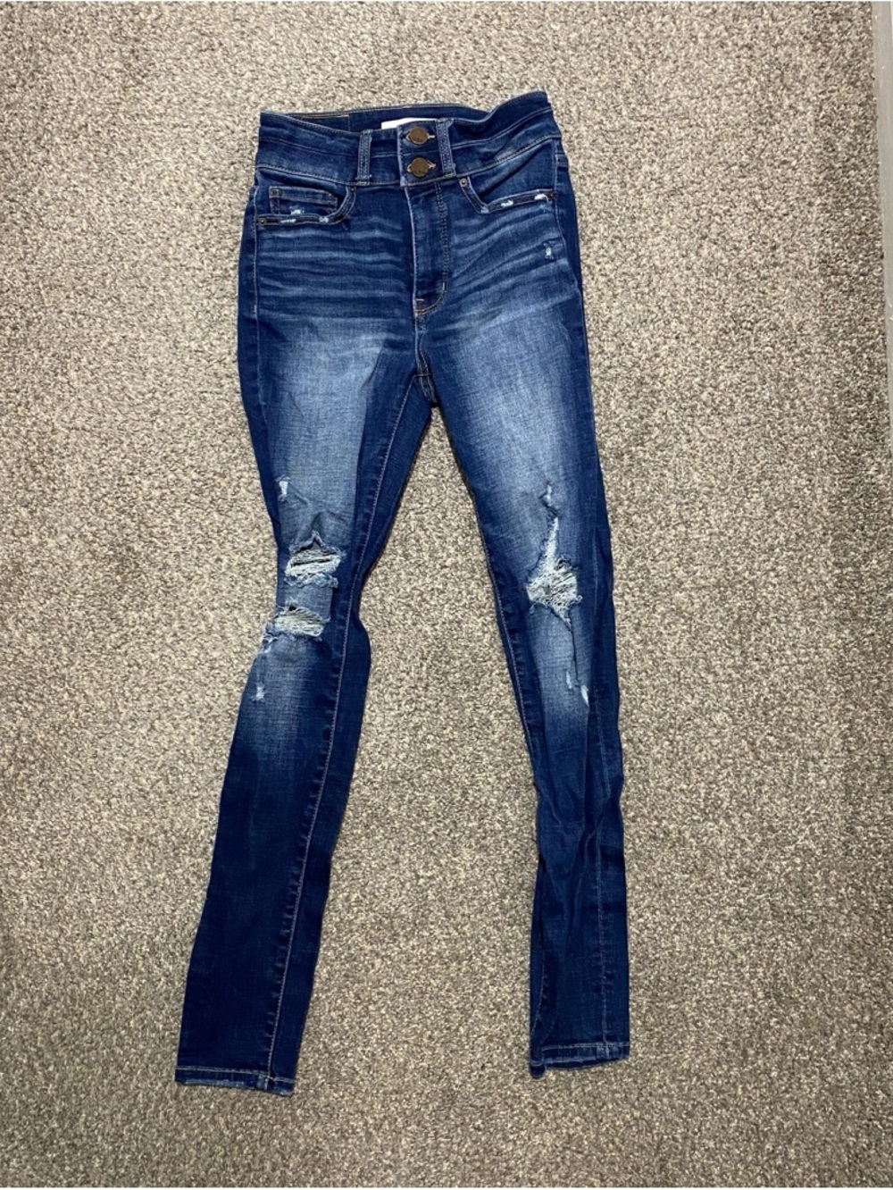 Buckle BKE Billie Dark Blue Distressed High-Rise Skinny Jeans